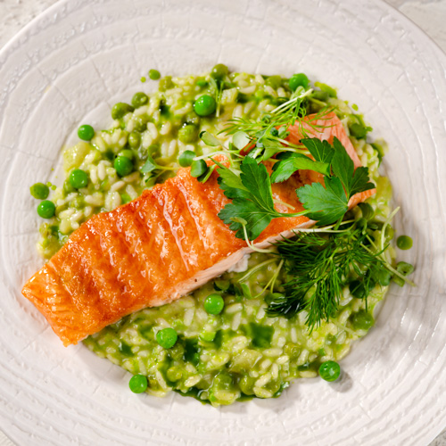 Laks og erterisotto