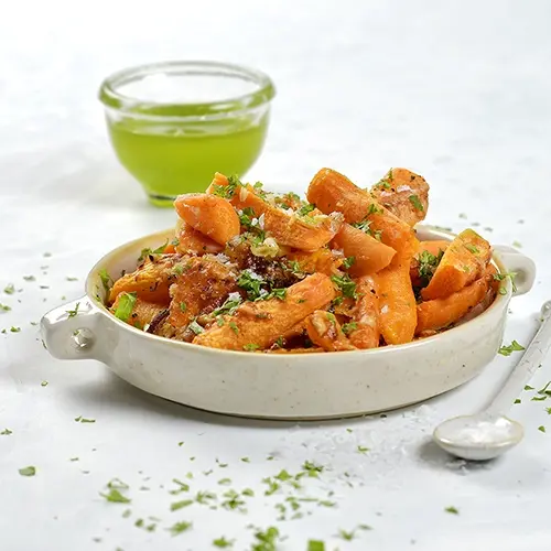 Bakte gulrøtter med parmesan